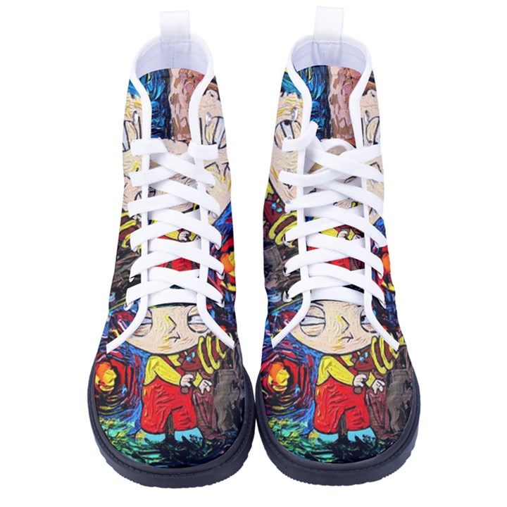 Cartoon Starry Night Vincent Van Gogh Women s High-Top Canvas Sneakers