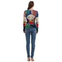 Cartoon Starry Night Vincent Van Gogh Women s Cut Out Long Sleeve T-Shirt View4