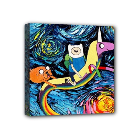 Adventure Time Art Starry Night Van Gogh Mini Canvas 4  X 4  (stretched) by Modalart