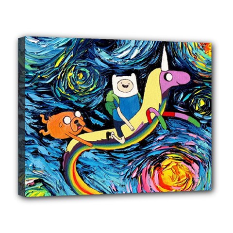 Adventure Time Art Starry Night Van Gogh Canvas 14  X 11  (stretched) by Modalart