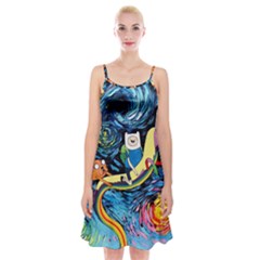 Adventure Time Art Starry Night Van Gogh Spaghetti Strap Velvet Dress by Modalart