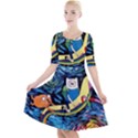 Adventure Time Art Starry Night Van Gogh Quarter Sleeve A-Line Dress View1