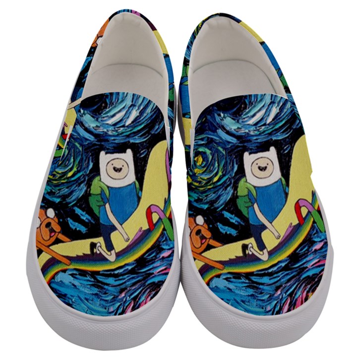 Adventure Time Art Starry Night Van Gogh Men s Canvas Slip Ons