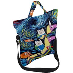 Adventure Time Art Starry Night Van Gogh Fold Over Handle Tote Bag by Modalart