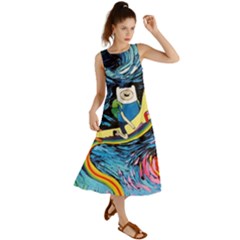 Adventure Time Art Starry Night Van Gogh Summer Maxi Dress by Modalart