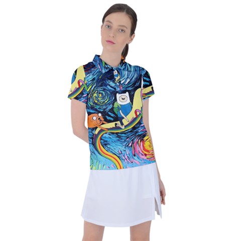 Adventure Time Art Starry Night Van Gogh Women s Polo T-shirt by Modalart