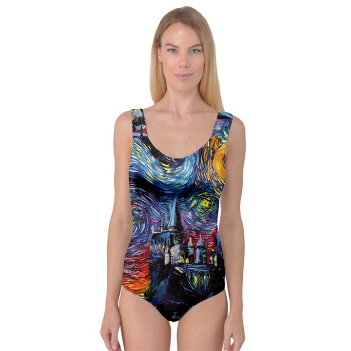 Castle Hogwarts Starry Night Print Van Gogh Parody Princess Tank Leotard 