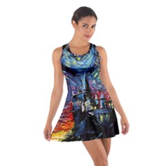 Castle Hogwarts Starry Night Print Van Gogh Parody Cotton Racerback Dress by Modalart