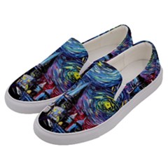 Castle Hogwarts Starry Night Print Van Gogh Parody Men s Canvas Slip Ons by Modalart