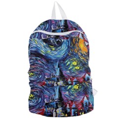 Castle Hogwarts Starry Night Print Van Gogh Parody Foldable Lightweight Backpack by Modalart