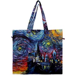 Castle Hogwarts Starry Night Print Van Gogh Parody Canvas Travel Bag by Modalart