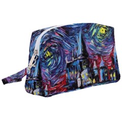 Castle Hogwarts Starry Night Print Van Gogh Parody Wristlet Pouch Bag (large) by Modalart