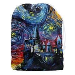 Castle Hogwarts Starry Night Print Van Gogh Parody Drawstring Pouch (3xl) by Modalart