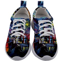 Castle Hogwarts Starry Night Print Van Gogh Parody Kids Athletic Shoes by Modalart