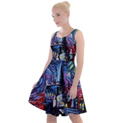 Castle Hogwarts Starry Night Print Van Gogh Parody Knee Length Skater Dress by Modalart