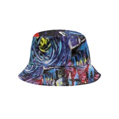 Castle Hogwarts Starry Night Print Van Gogh Parody Bucket Hat (kids) by Modalart