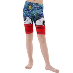 Dog House Vincent Van Gogh s Starry Night Parody Kids  Mid Length Swim Shorts by Modalart