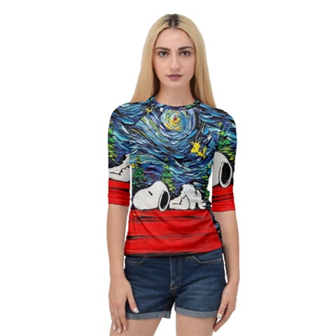 Dog House Vincent Van Gogh s Starry Night Parody Quarter Sleeve Raglan T-shirt by Modalart