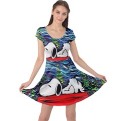 Dog House Vincent Van Gogh s Starry Night Parody Cap Sleeve Dress by Modalart