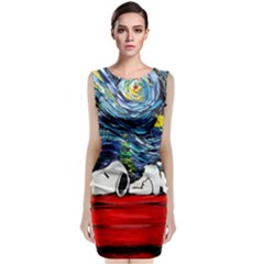 Dog House Vincent Van Gogh s Starry Night Parody Classic Sleeveless Midi Dress by Modalart