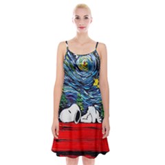 Dog House Vincent Van Gogh s Starry Night Parody Spaghetti Strap Velvet Dress by Modalart