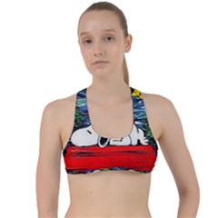 Dog House Vincent Van Gogh s Starry Night Parody Criss Cross Racerback Sports Bra by Modalart