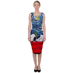 Dog House Vincent Van Gogh s Starry Night Parody Sleeveless Pencil Dress by Modalart