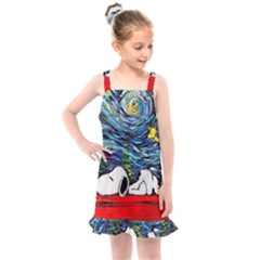 Dog House Vincent Van Gogh s Starry Night Parody Kids  Overall Dress by Modalart