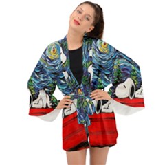 Dog House Vincent Van Gogh s Starry Night Parody Long Sleeve Kimono by Modalart