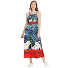 Dog House Vincent Van Gogh s Starry Night Parody Boho Sleeveless Summer Dress by Modalart