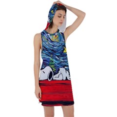 Dog House Vincent Van Gogh s Starry Night Parody Racer Back Hoodie Dress by Modalart