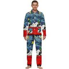 Dog House Vincent Van Gogh s Starry Night Parody Men s Long Sleeve Velvet Pocket Pajamas Set by Modalart