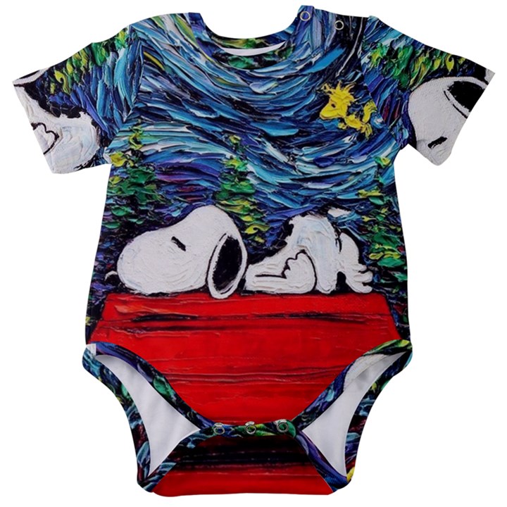 Dog House Vincent Van Gogh s Starry Night Parody Baby Short Sleeve Bodysuit