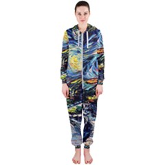 The Great Wall Nature Painting Starry Night Van Gogh Hooded Jumpsuit (ladies) by Modalart