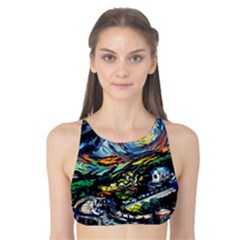 The Great Wall Nature Painting Starry Night Van Gogh Tank Bikini Top by Modalart