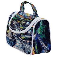 The Great Wall Nature Painting Starry Night Van Gogh Satchel Handbag by Modalart