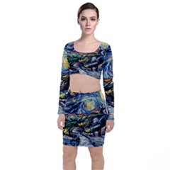 The Great Wall Nature Painting Starry Night Van Gogh Top And Skirt Sets by Modalart