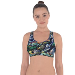 The Great Wall Nature Painting Starry Night Van Gogh Cross String Back Sports Bra by Modalart