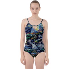 The Great Wall Nature Painting Starry Night Van Gogh Cut Out Top Tankini Set by Modalart