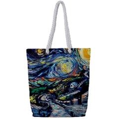 The Great Wall Nature Painting Starry Night Van Gogh Full Print Rope Handle Tote (small) by Modalart