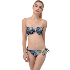 The Great Wall Nature Painting Starry Night Van Gogh Twist Bandeau Bikini Set by Modalart