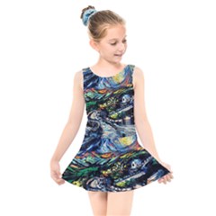 The Great Wall Nature Painting Starry Night Van Gogh Kids  Skater Dress Swimsuit by Modalart