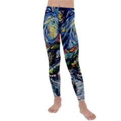 The Great Wall Nature Painting Starry Night Van Gogh Kids  Lightweight Velour Leggings by Modalart