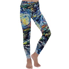 The Great Wall Nature Painting Starry Night Van Gogh Kids  Lightweight Velour Classic Yoga Leggings by Modalart