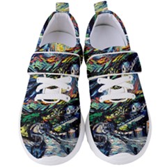 The Great Wall Nature Painting Starry Night Van Gogh Women s Velcro Strap Shoes by Modalart