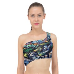 The Great Wall Nature Painting Starry Night Van Gogh Spliced Up Bikini Top  by Modalart