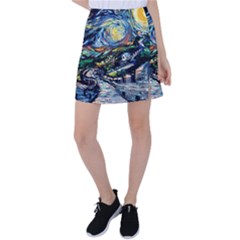 The Great Wall Nature Painting Starry Night Van Gogh Tennis Skirt by Modalart