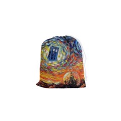 Tardis Starry Night Doctor Who Van Gogh Parody Drawstring Pouch (xs) by Modalart