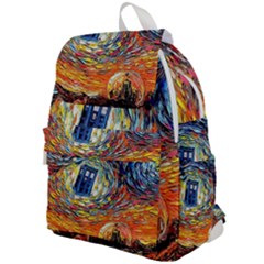 Tardis Starry Night Doctor Who Van Gogh Parody Top Flap Backpack by Modalart