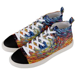 Tardis Starry Night Doctor Who Van Gogh Parody Men s Mid-top Canvas Sneakers by Modalart